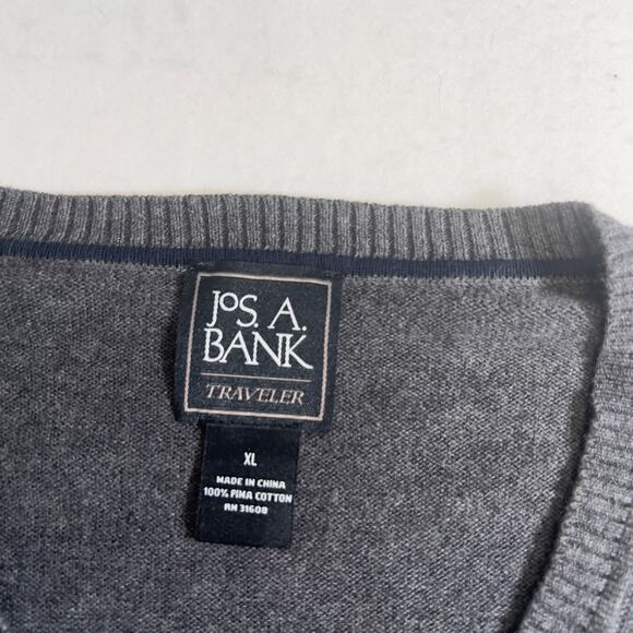 Jos. A. Bank V Neck Sweater Men XL 100% Pima Cotton Traveler Collection Pullover - Picture 2 of 10